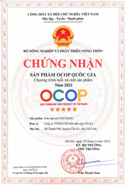 TỰ HÀO DỪA SÁP SỢI VICOSAP LÀ SẢN PHẨM OCOP QUỐC GIA HẠNG 5 SAO