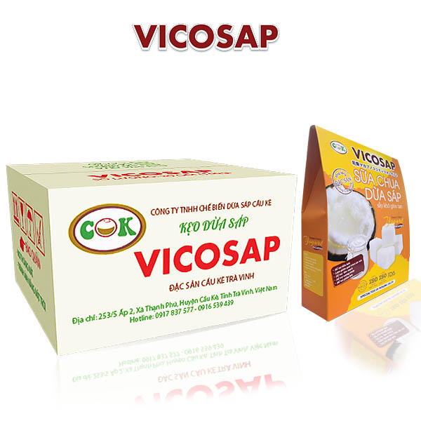 [THÙNG] Sữa Chua Dừa Sáp Sấy Giòn Tan Vicosap 25g