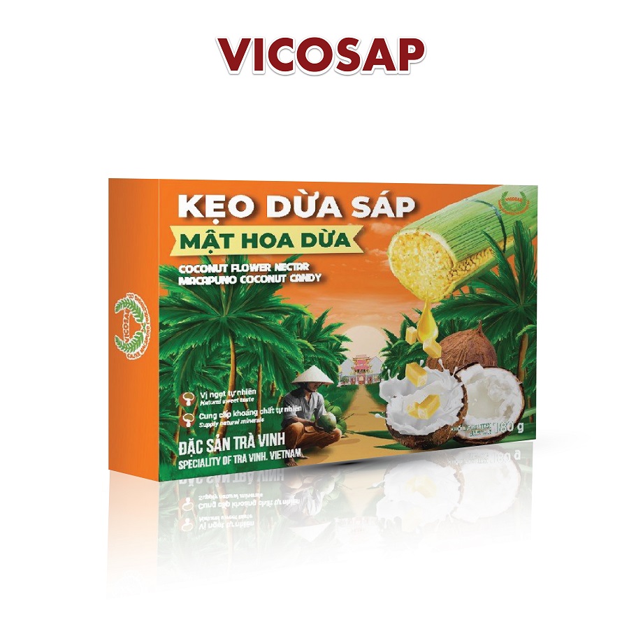 Kẹo dừa sáp Mật hoa dừa Hộp 180g - Không đường 